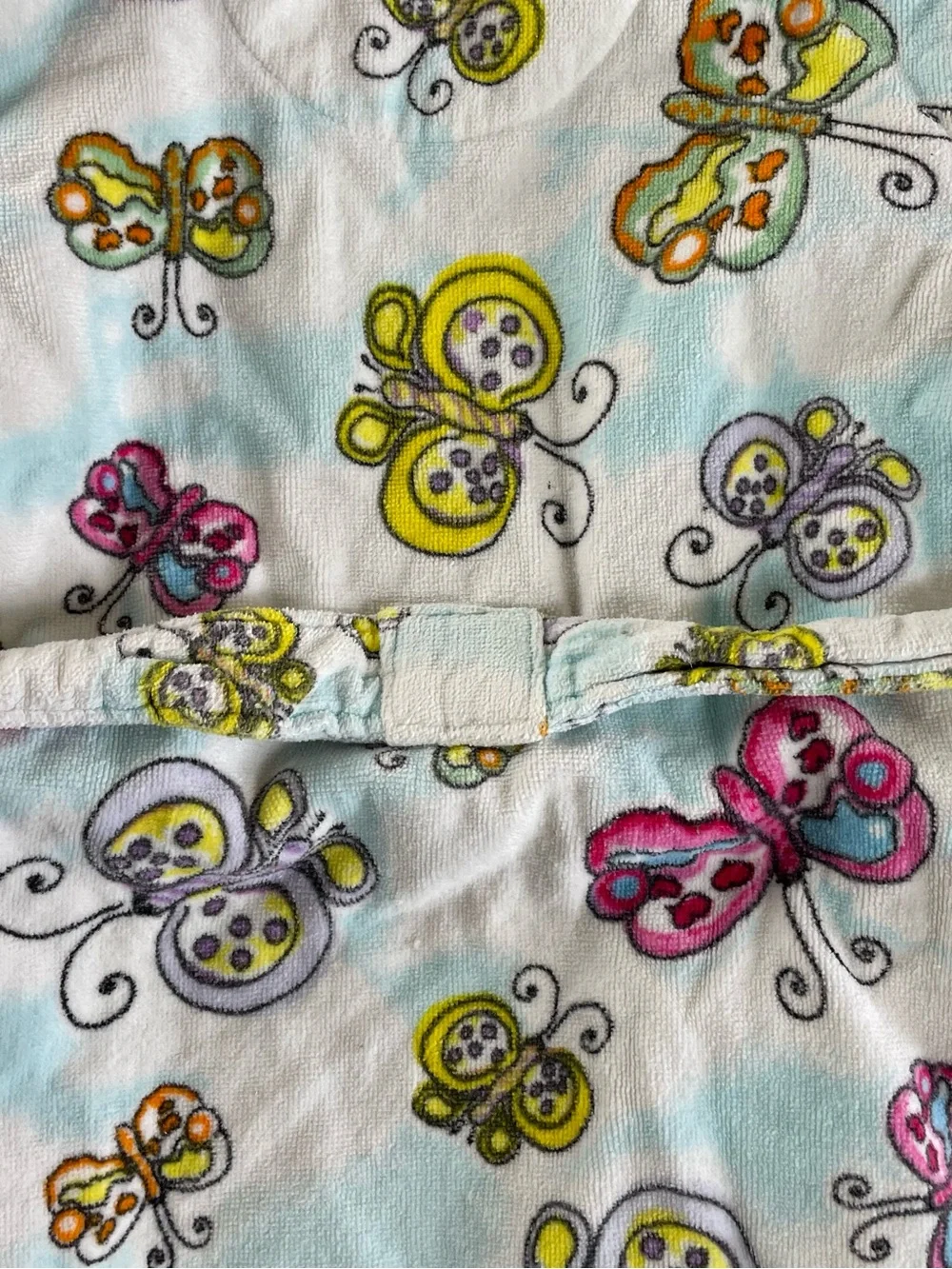 Girls Butterflies Robe Cover Up Bathrobe Kids Girls Size Medium 100% Cotton